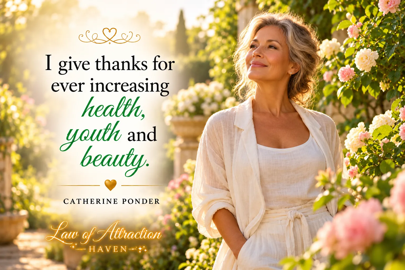 I give thanks for ever increasing health, youth and beauty.