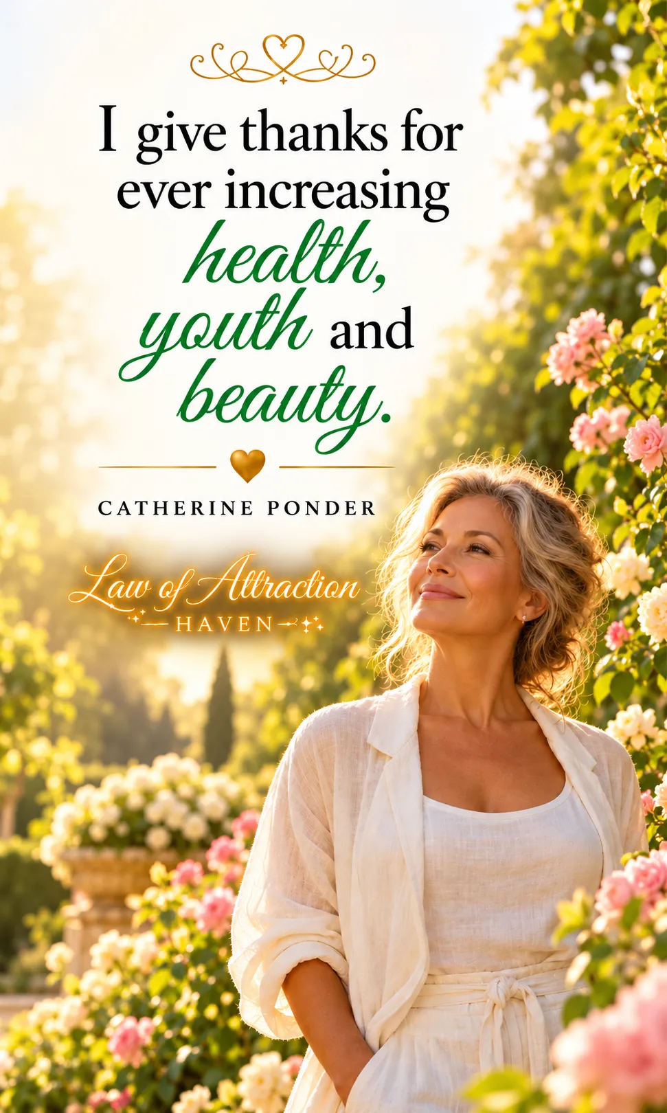 I give thanks for ever increasing health, youth and beauty.