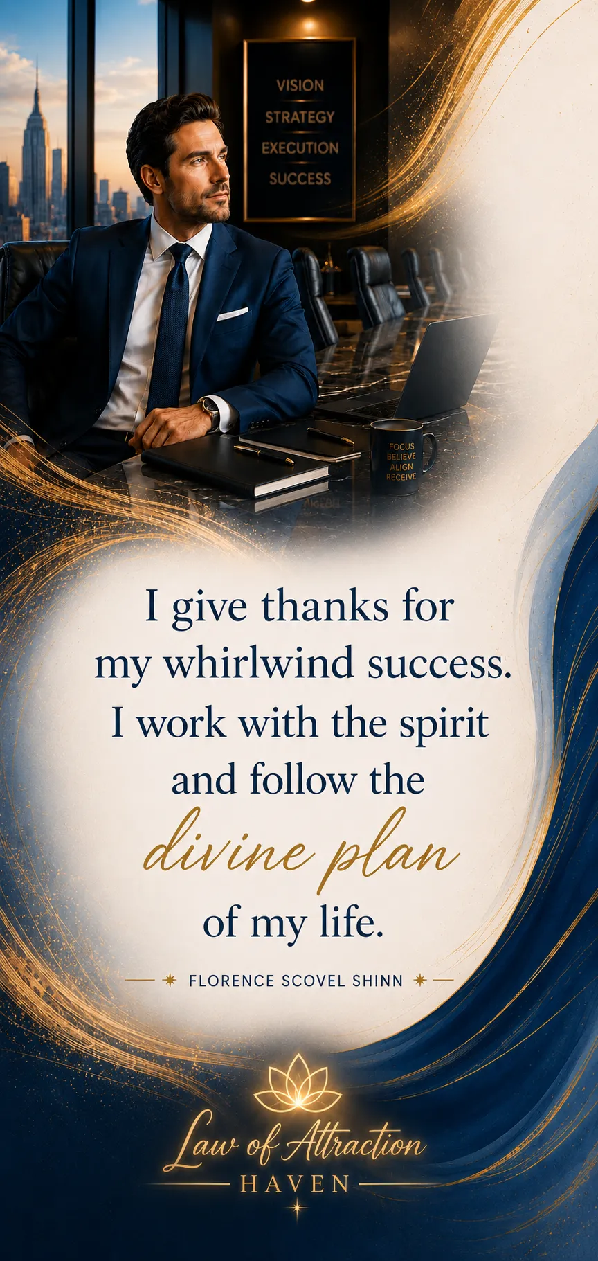 I give thanks for my whirlwind success. I work with the spirit and follow the Divine Plan of my life.