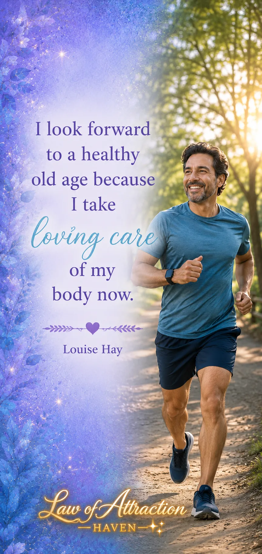 I look forward to a healthy old age because I take loving care of my body now.