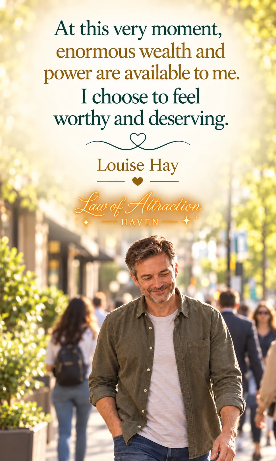 At this very moment, enormous wealth and power are available to me. I choose to feel worthy and deserving.