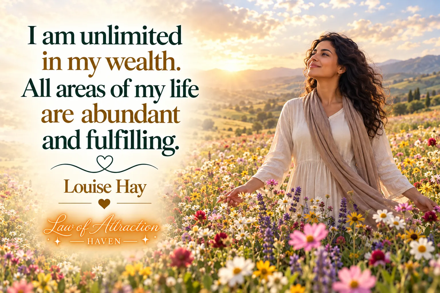 I am unlimited in my wealth. All areas of my life are abundant and fulfilling.