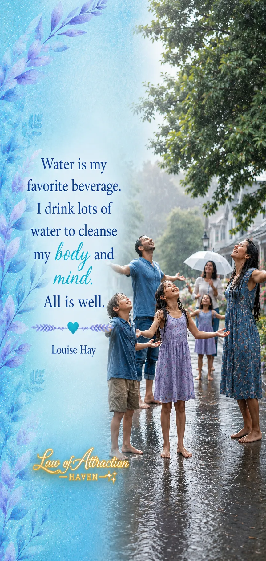 Water is my favorite beverage. I drink lots of water to cleanse my body and mind. All is well.