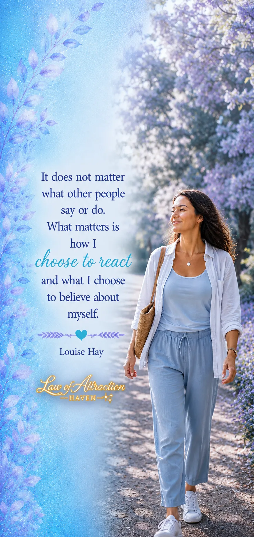 It does not matter what other people say or do. What matters is how I choose to react and what I choose to believe about myself.