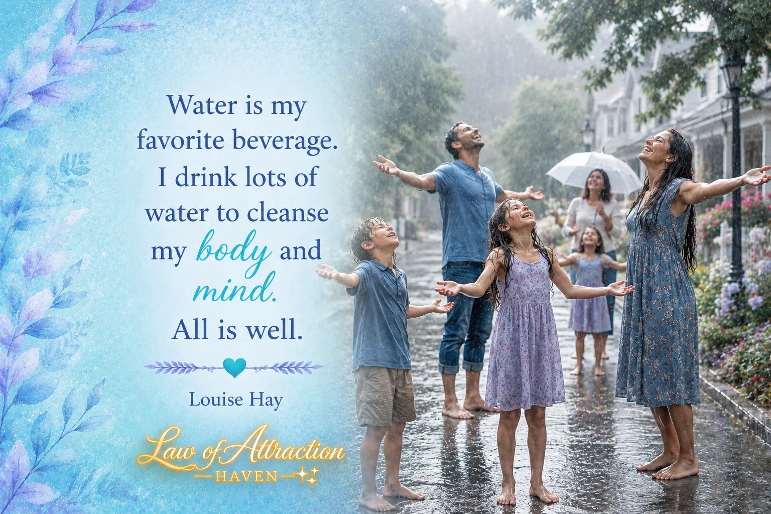 Water is my favorite beverage. I drink lots of water to cleanse my body and mind. All is well.