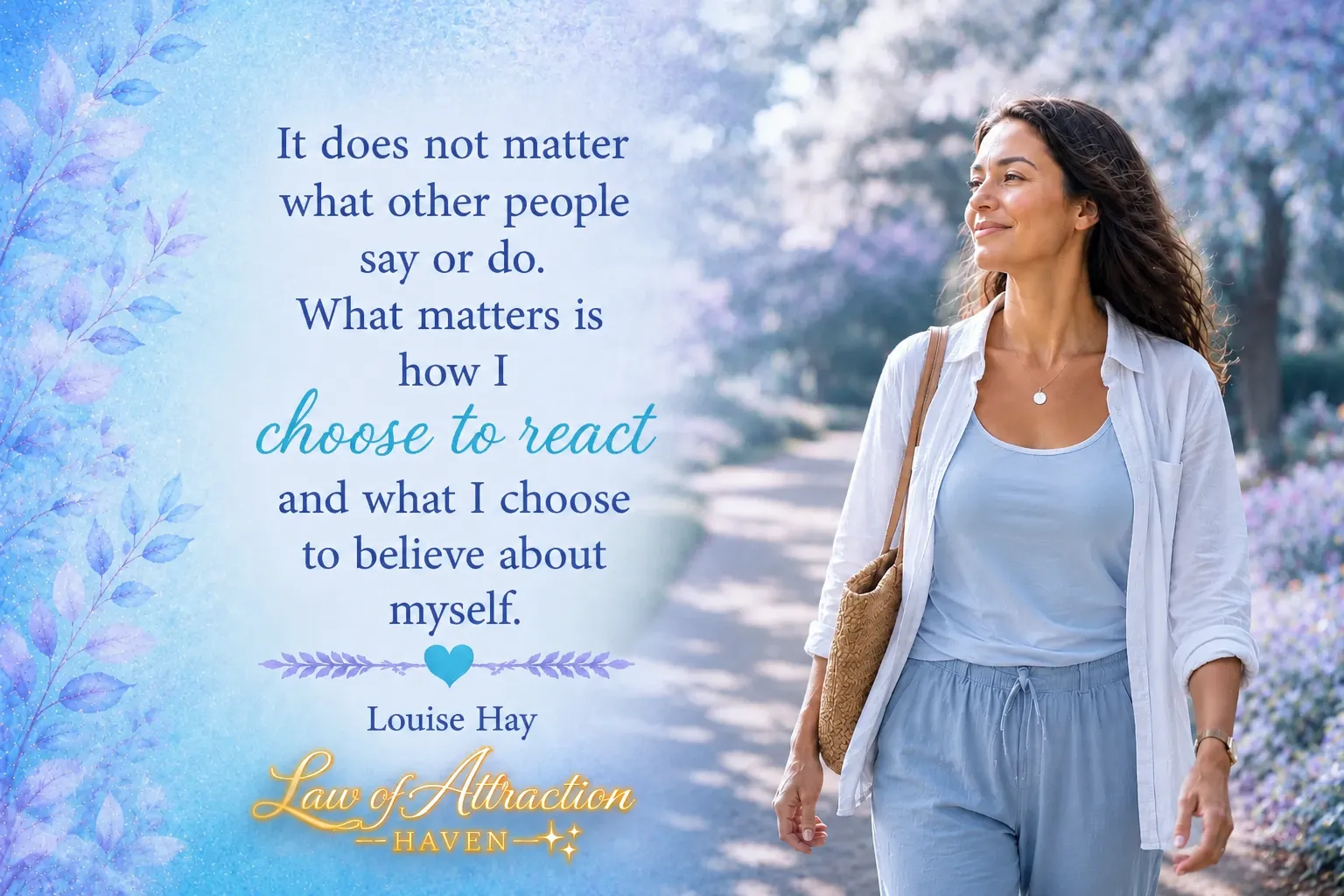 It does not matter what other people say or do. What matters is how I choose to react and what I choose to believe about myself.