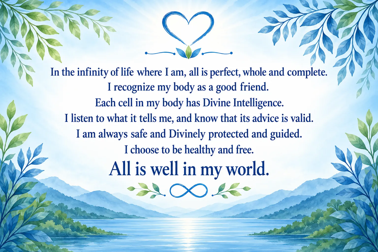 Louise Hay Health Affirmations Poster Louise Hay Health Affirmations Poster