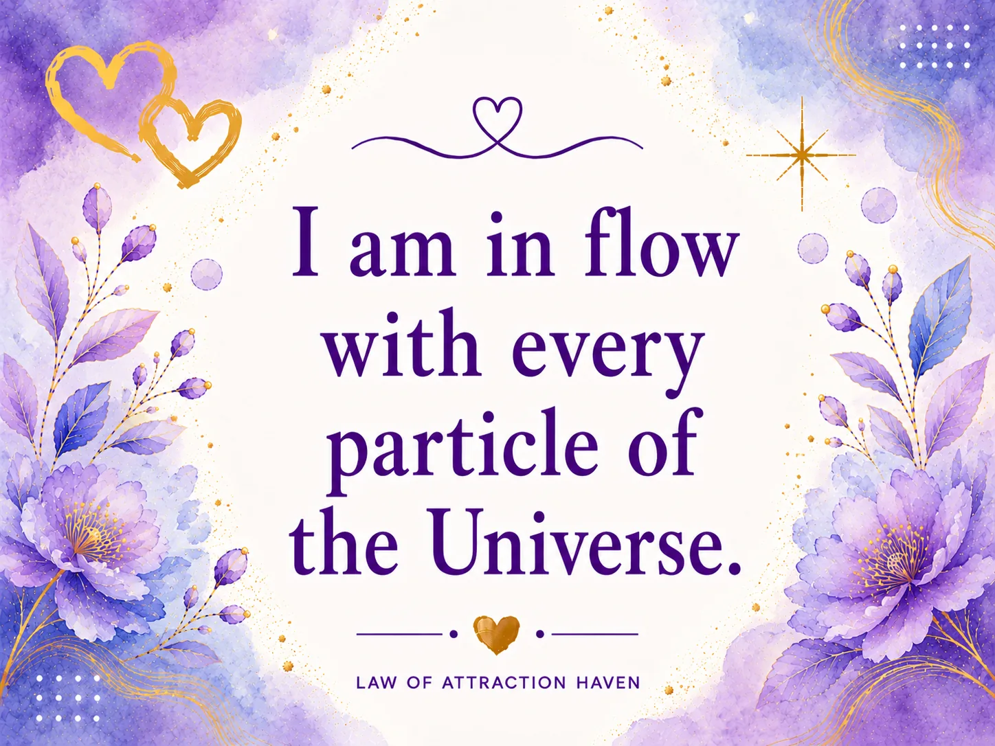 I am in flow with every particle of the Universe. I am in flow with every particle of the Universe.