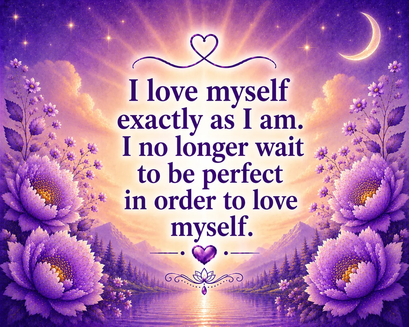 I love myself exactly as I am. I no longer wait to be perfect in order to love myself.