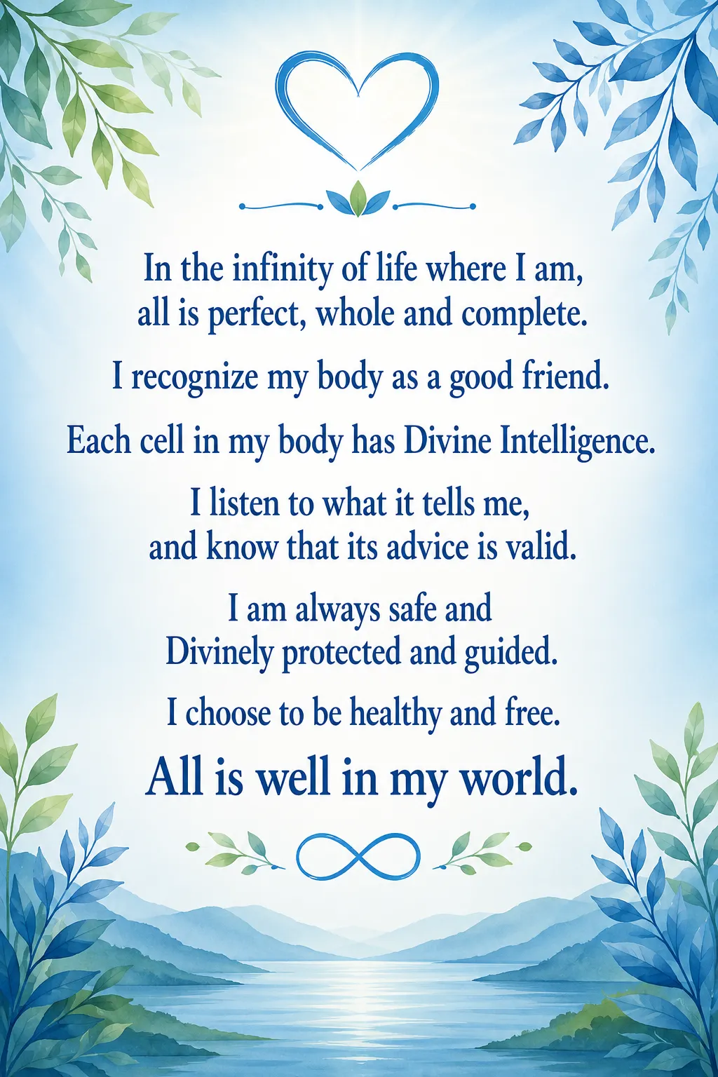 Louise Hay Health Affirmations Poster