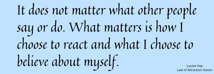 "It does not matter what other people say or do. What matters is how I choose to react and what I choose to believe about myself."
