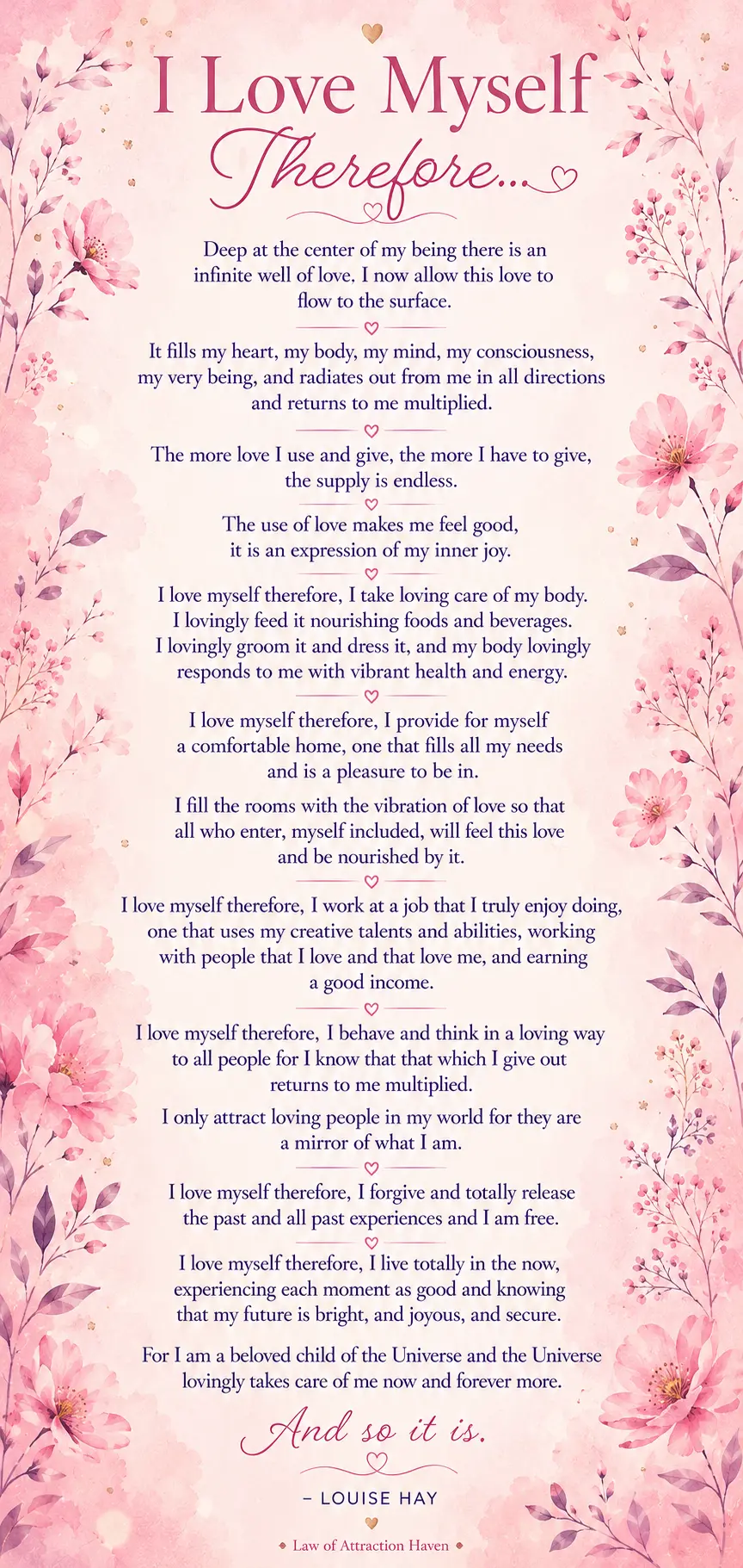 Louise Hay Affirmation Love Poster