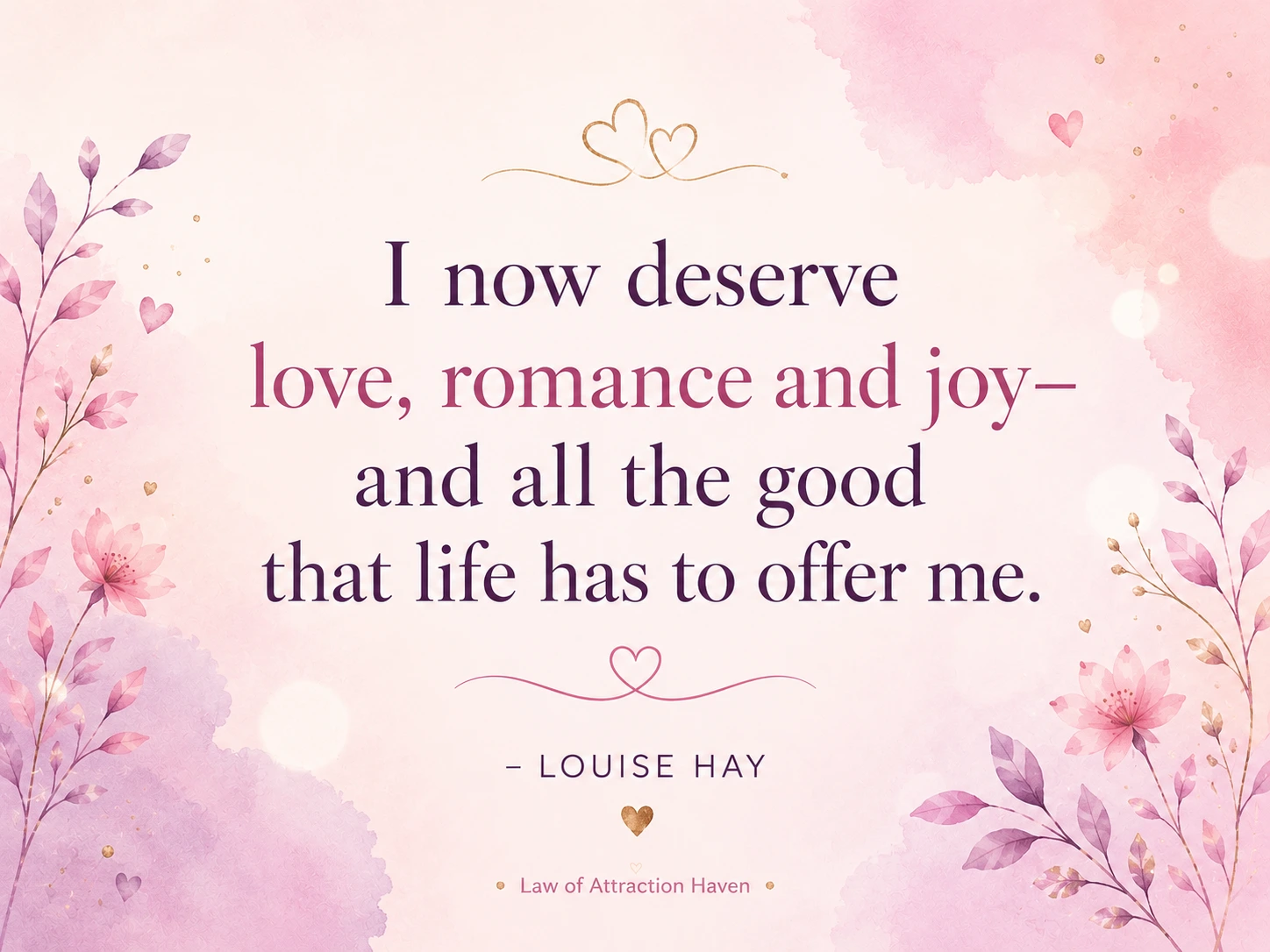 I now deserve love, romance, and joy–and all the good that life has to offer me.