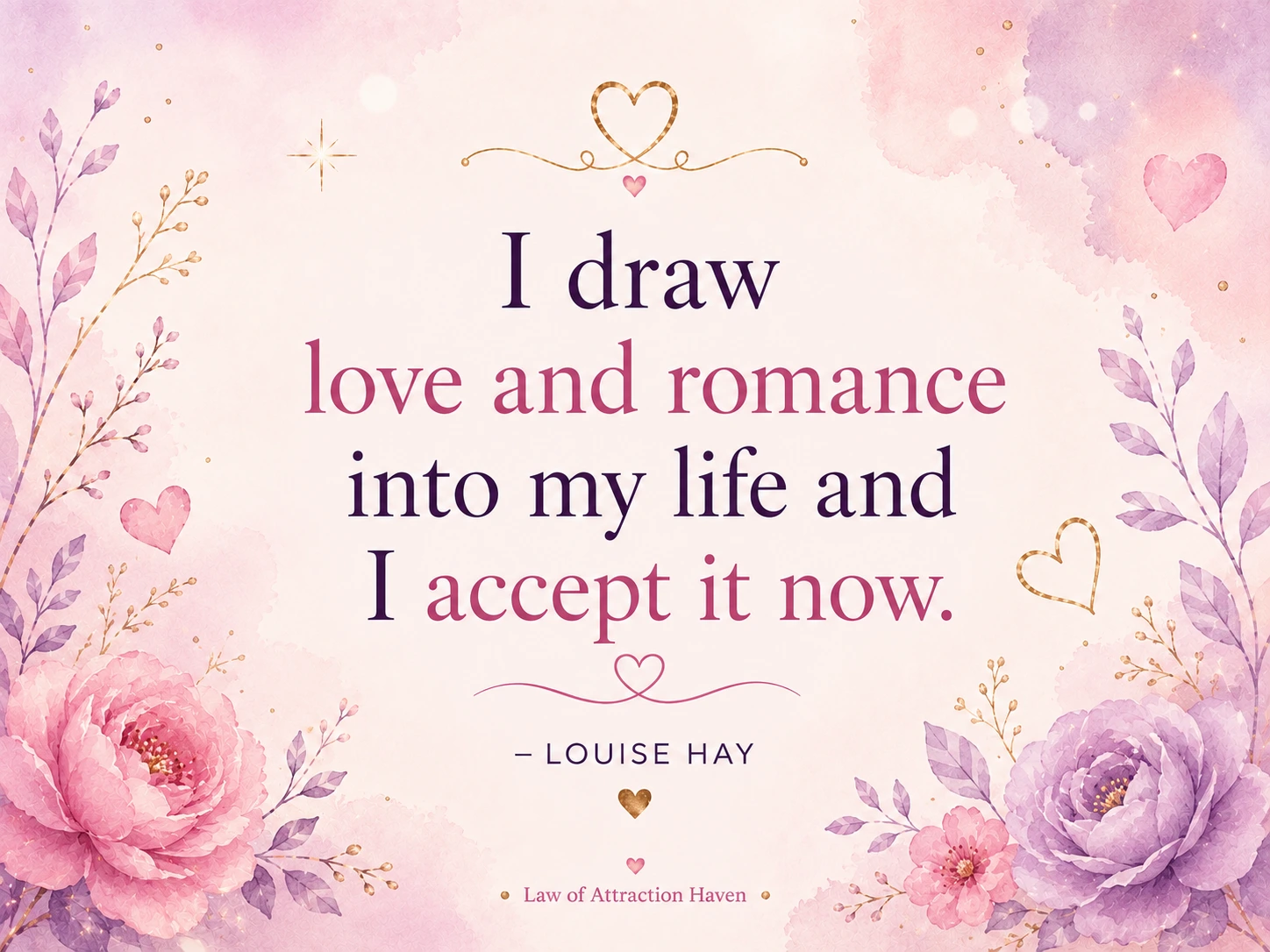 I draw love and romance into my life and I accept it now.