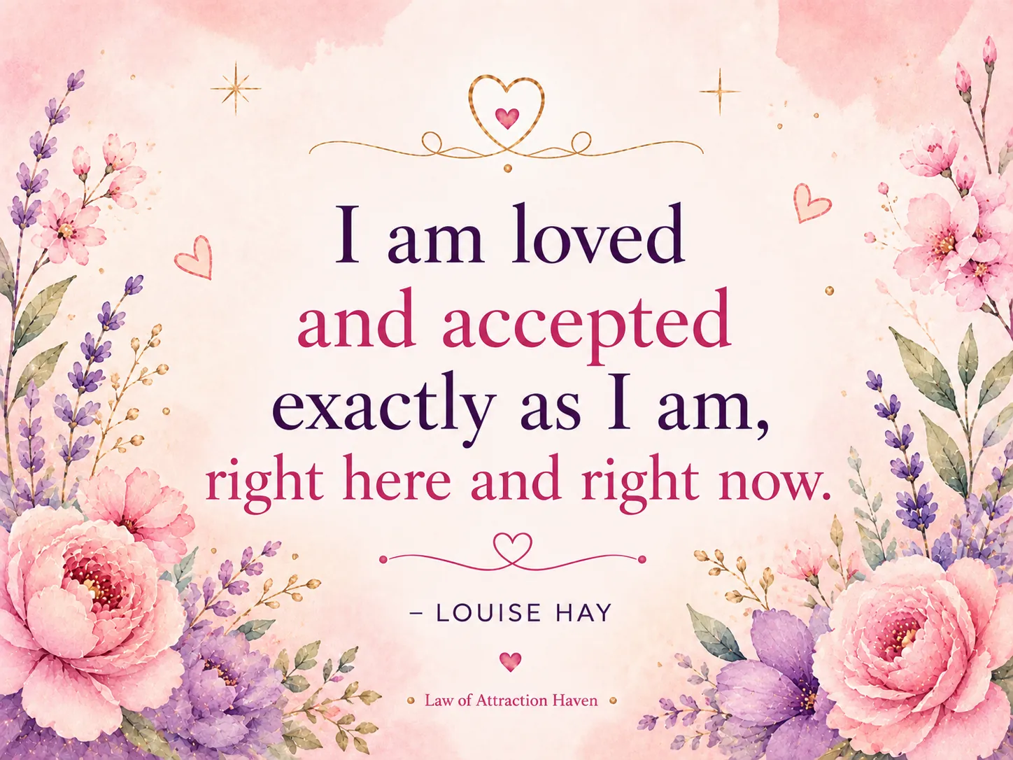 I am loved and accepted exactly as I am, right here and right now.