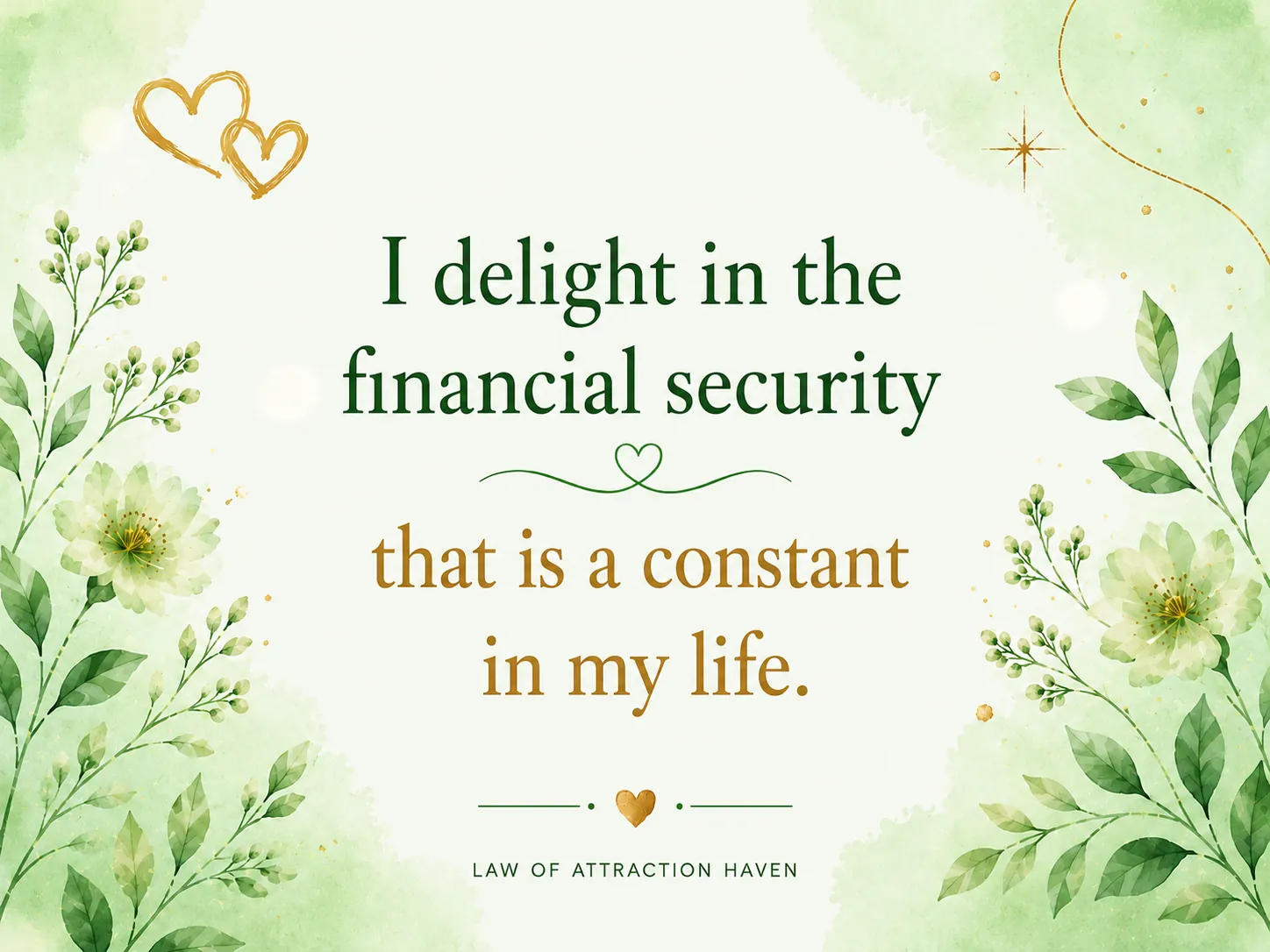 I delight in the financial security that is a constant in my life. I delight in the financial security that is a constant in my life.