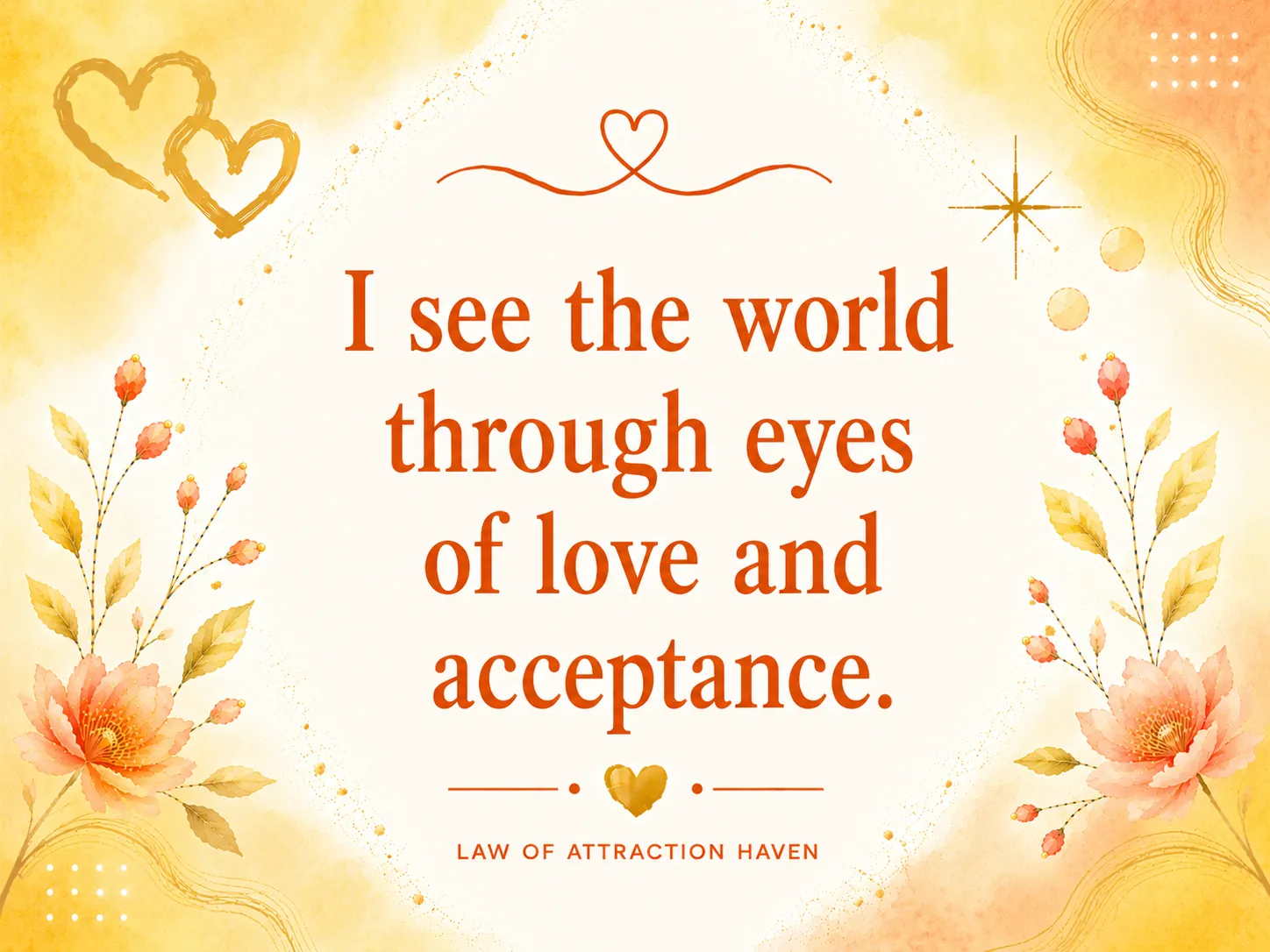 I see the world through eyes of love and acceptance.