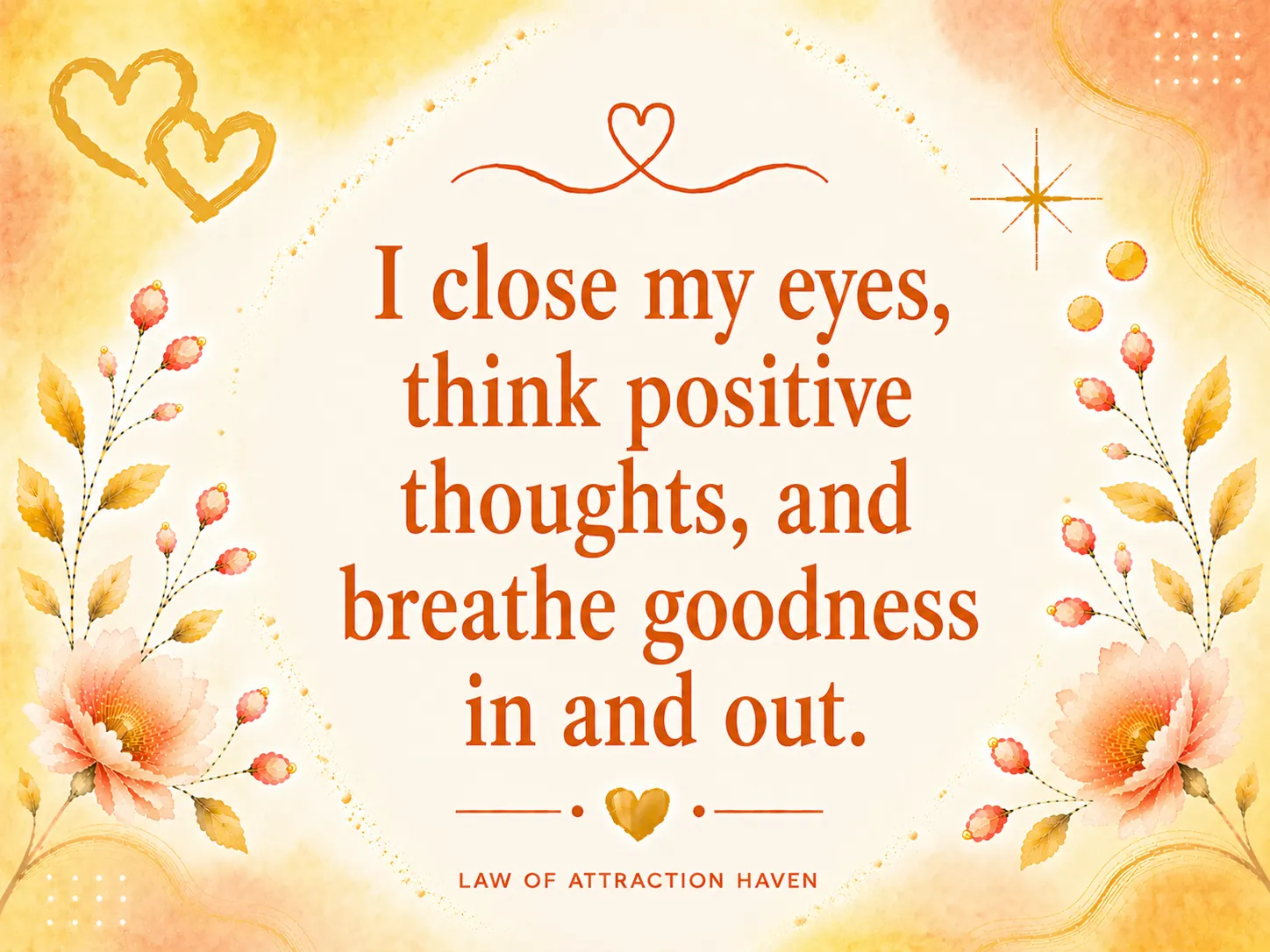 I close my eyes, think positive thoughts, and breathe goodness in and out.