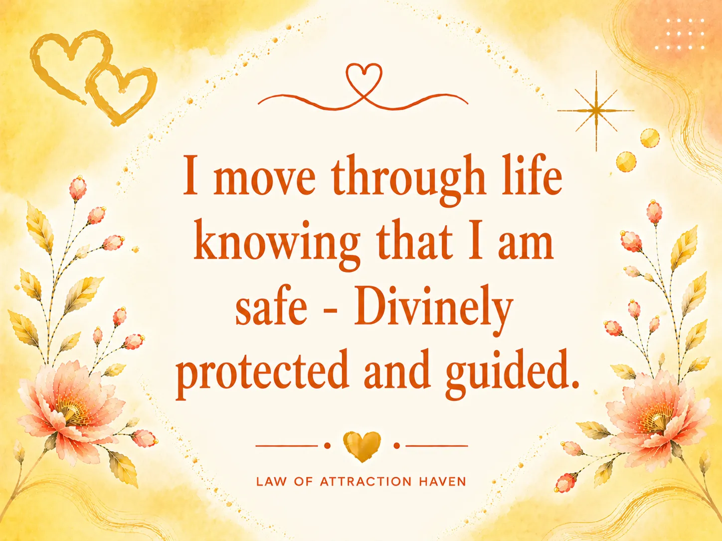 I move through life knowing that I am safe - Divinely protected and guided.