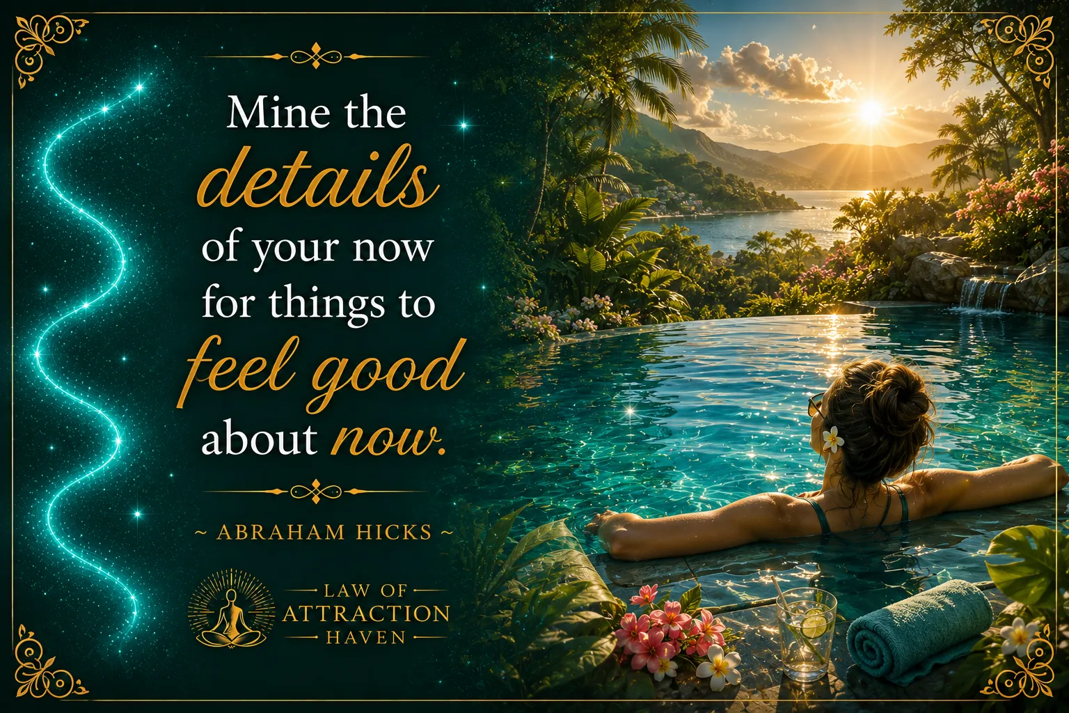 "Mine the details of your now for things to feel good about now."