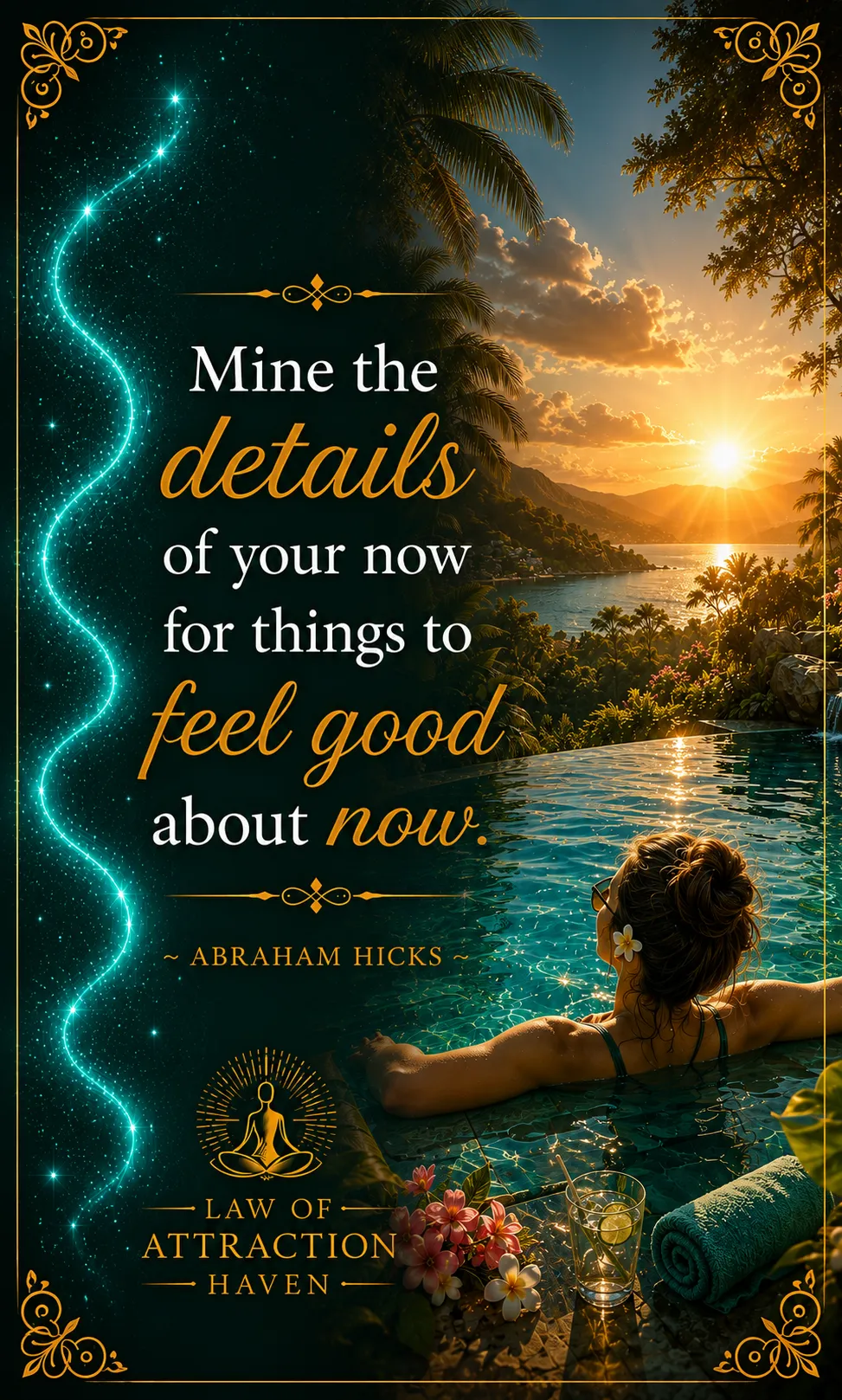 "Mine the details of your now for things to feel good about now."