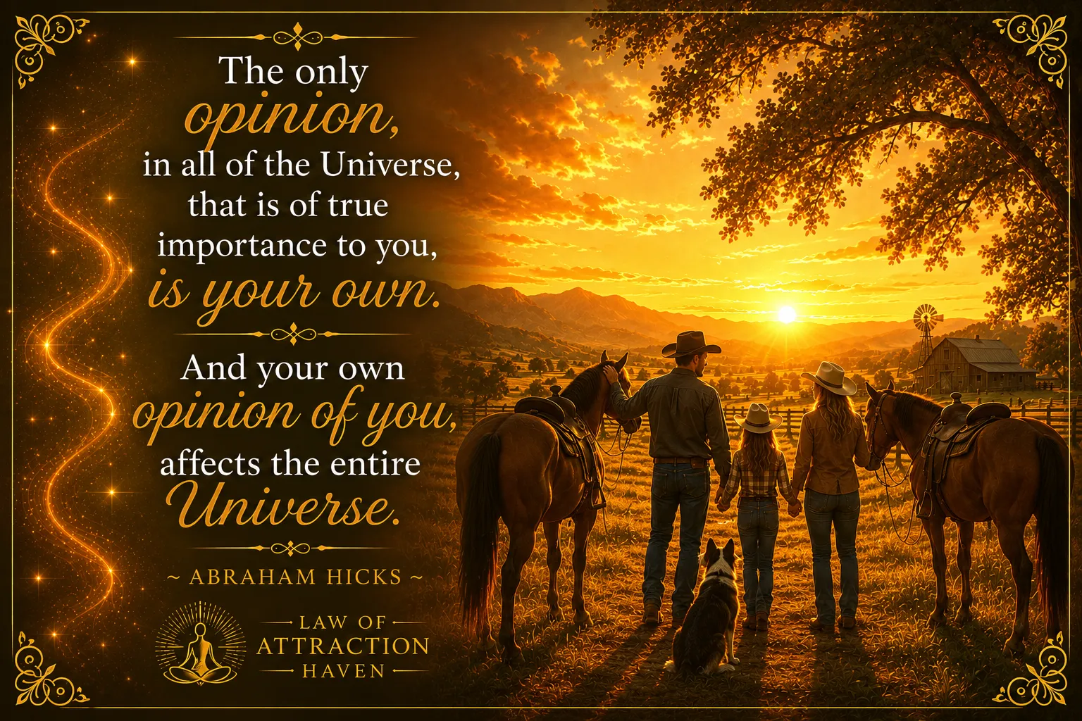 "The only opinion, in all of the Universe, that is of true importance to you, is your own. And your own opinion of you, affects the entire Universe."