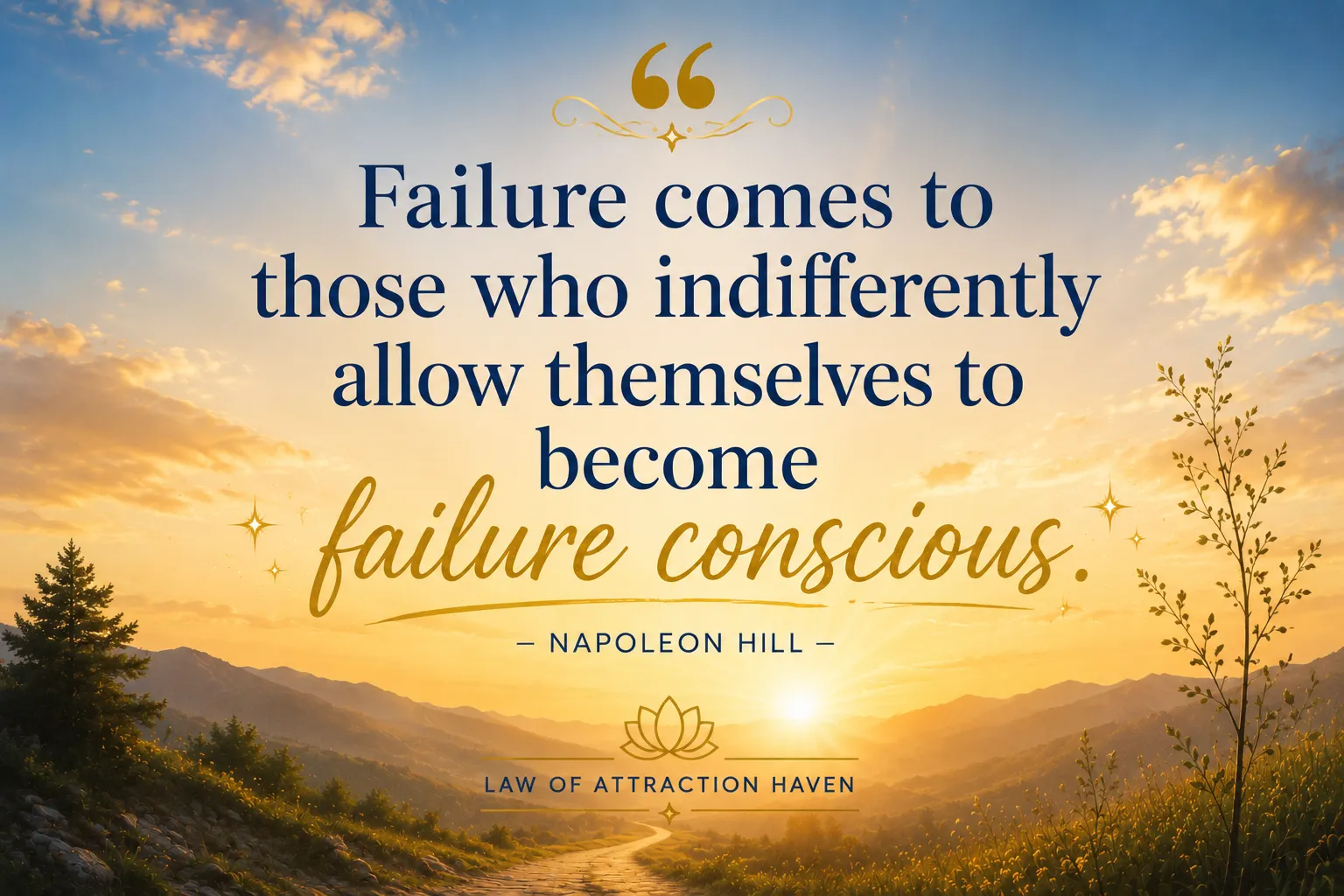 Failure comes to those who indifferently allow themselves to become failure conscious. Failure comes to those who indifferently allow themselves to become failure conscious.