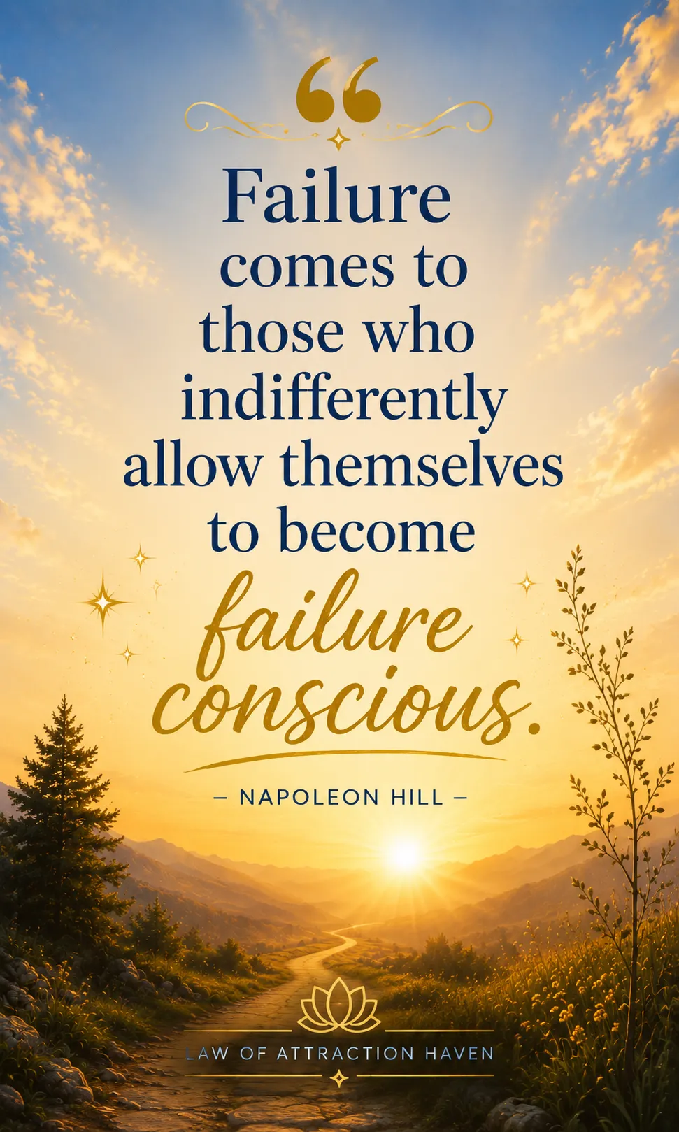 Failure comes to those who indifferently allow themselves to become failure conscious. Failure comes to those who indifferently allow themselves to become failure conscious.