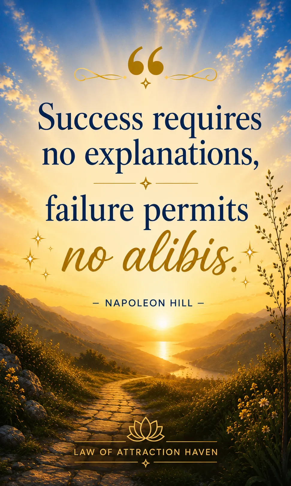 Success requires no explanations, failure permits no alibis. Success requires no explanations, failure permits no alibis.