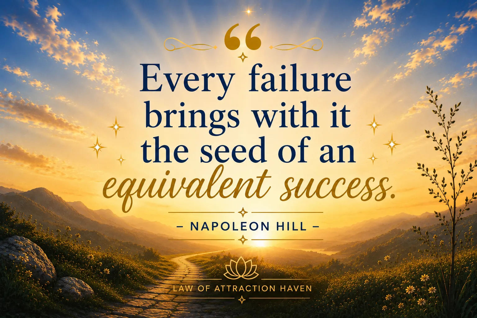 Every failure brings with it the seed of an equivalent success. Every failure brings with it the seed of an equivalent success.