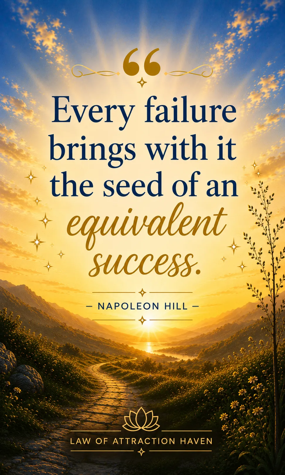Every failure brings with it the seed of an equivalent success. Every failure brings with it the seed of an equivalent success.