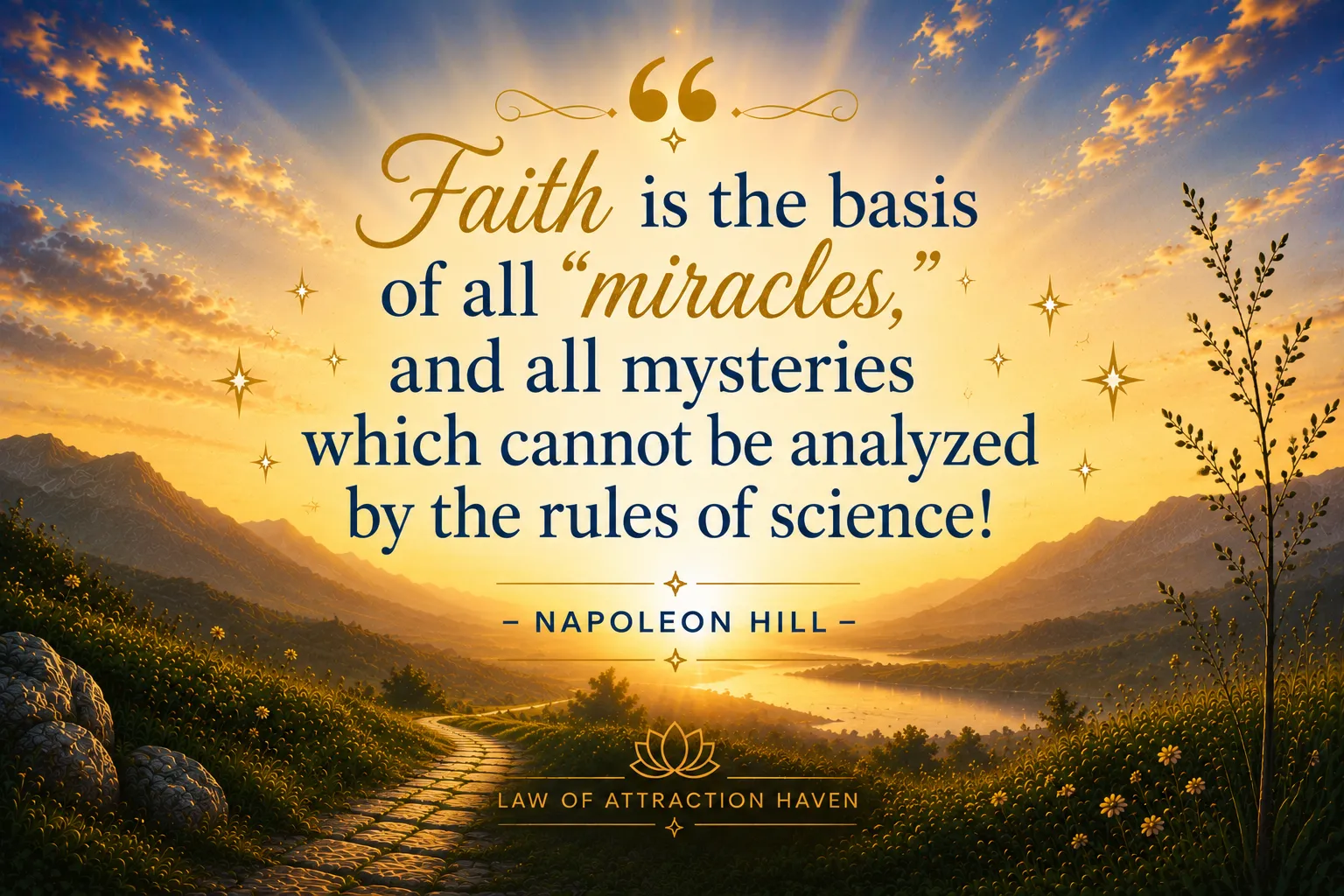 Faith is the basis of all “miracles,” and all mysteries which cannot be analyzed by the rules of science! Faith is the basis of all “miracles,” and all mysteries which cannot be analyzed by the rules of science!
