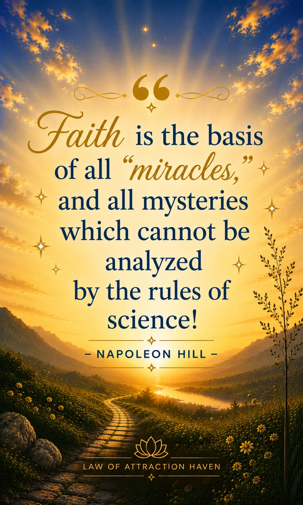 Faith is the basis of all “miracles,” and all mysteries which cannot be analyzed by the rules of science! Faith is the basis of all “miracles,” and all mysteries which cannot be analyzed by the rules of science!