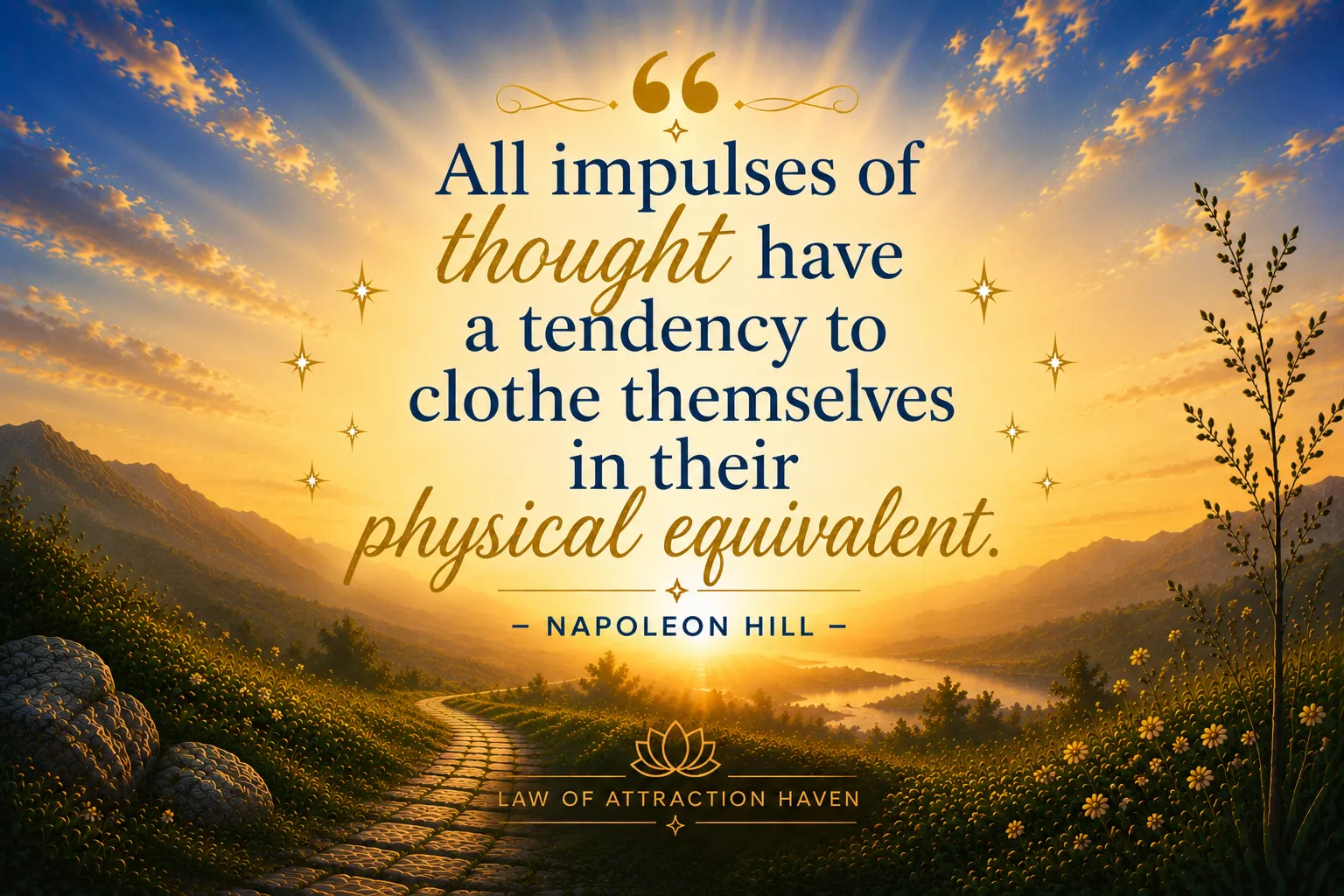 All impulses of thought have a tendency to clothe themselves in their physical equivalent. All impulses of thought have a tendency to clothe themselves in their physical equivalent.