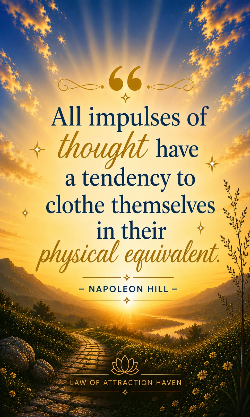All impulses of thought have a tendency to clothe themselves in their physical equivalent. All impulses of thought have a tendency to clothe themselves in their physical equivalent.