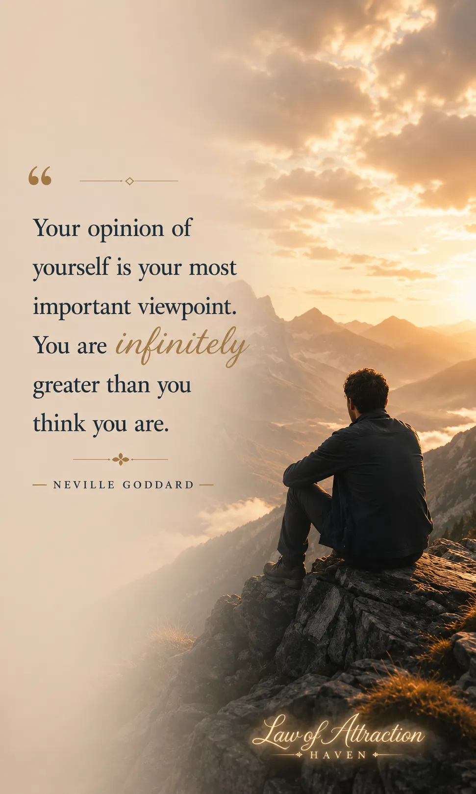 "Your opinion of yourself is your most important viewpoint. You are infinitely greater than you think you are."