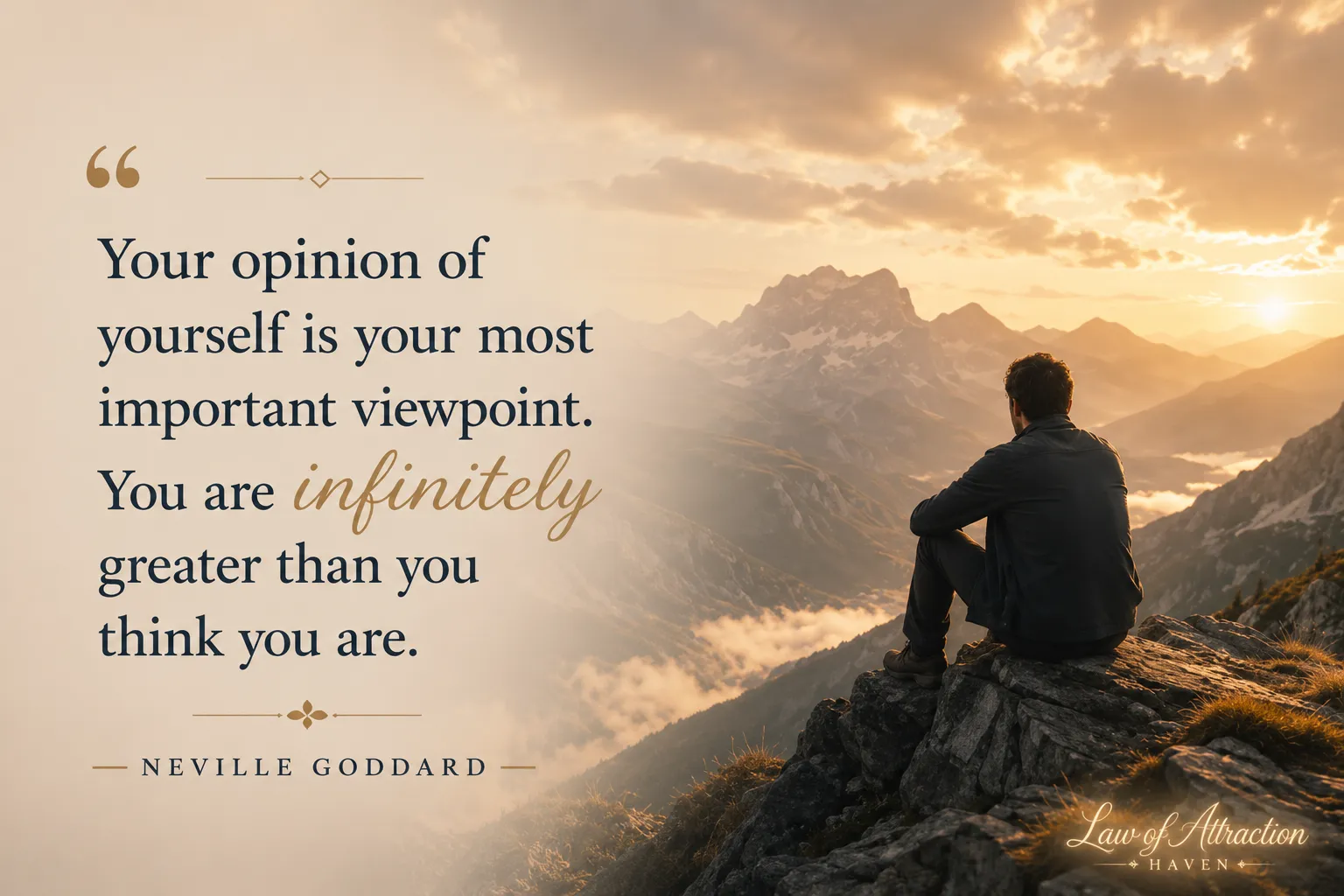 "Your opinion of yourself is your most important viewpoint. You are infinitely greater than you think you are."