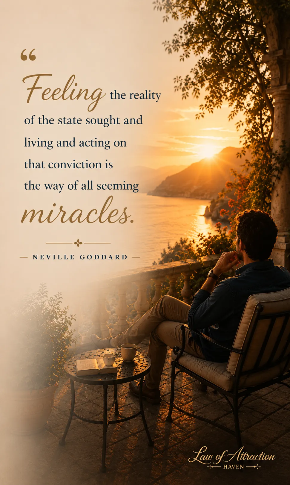 "Feeling the reality of the state sought and living and acting on that conviction is the way of all seeming miracles."
