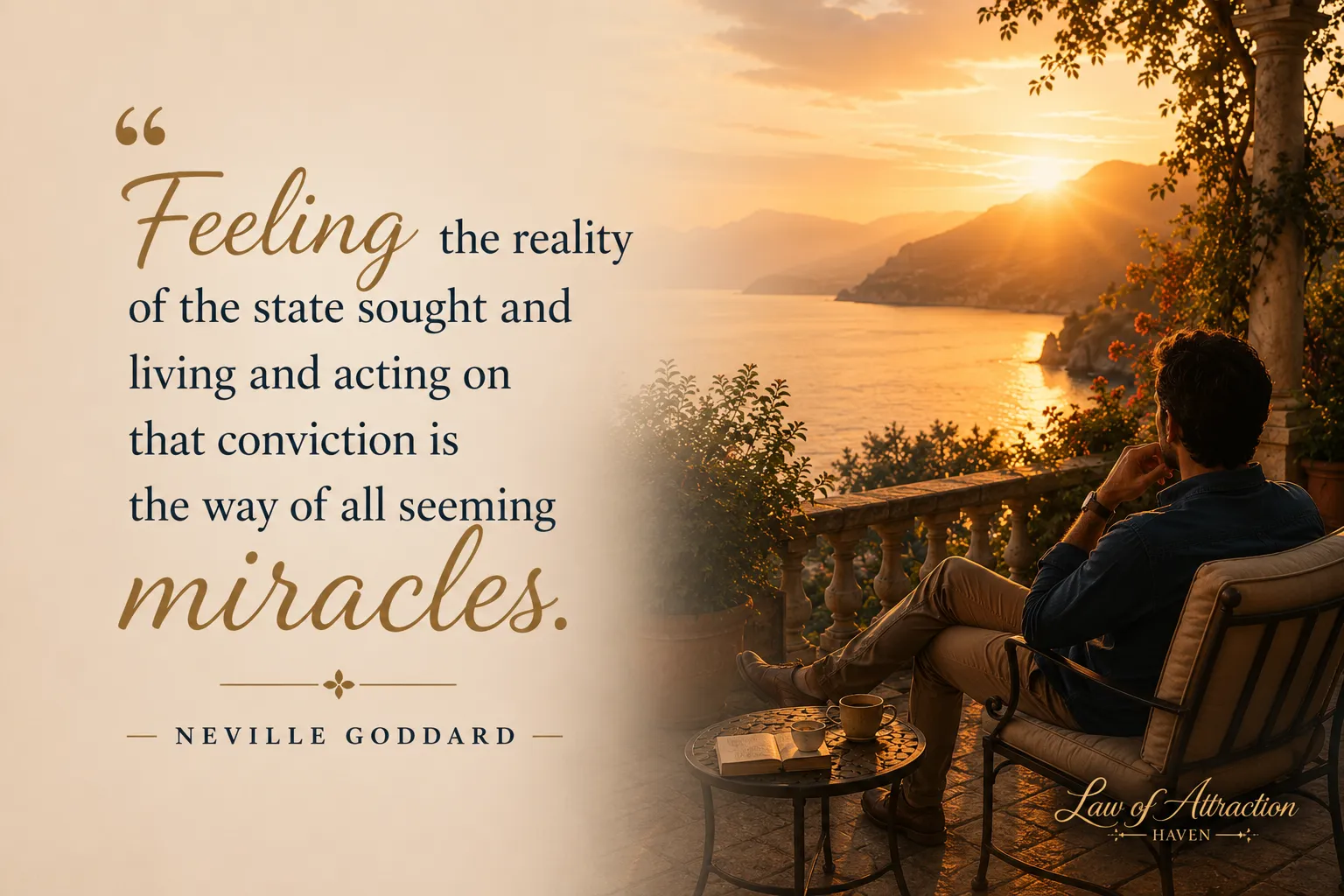 "Feeling the reality of the state sought and living and acting on that conviction is the way of all seeming miracles."