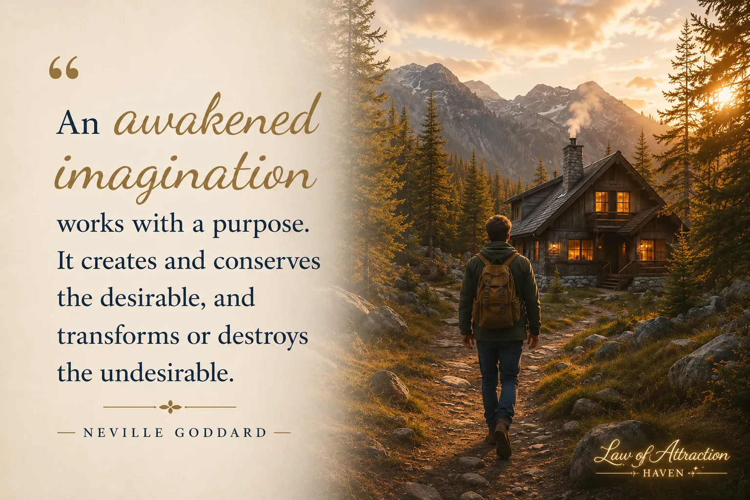 "An awakened imagination works with a purpose. It creates and conserves the desirable, and transforms or destroys the undesirable."
