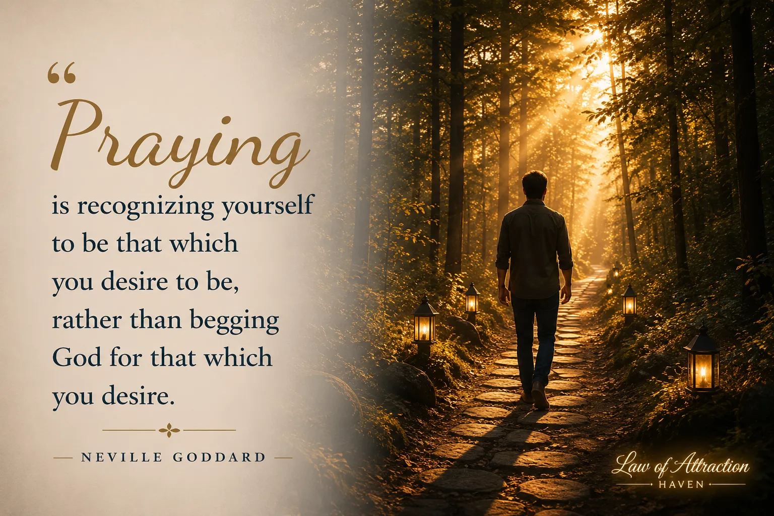 "Praying is recognizing yourself to be that which you desire to be, rather than begging God for that which you desire."