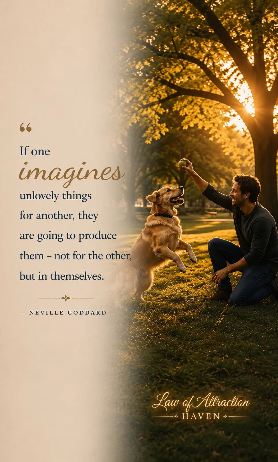 "If one imagines unlovely things for another, they are going to produce them - not for the other, but in themselves."