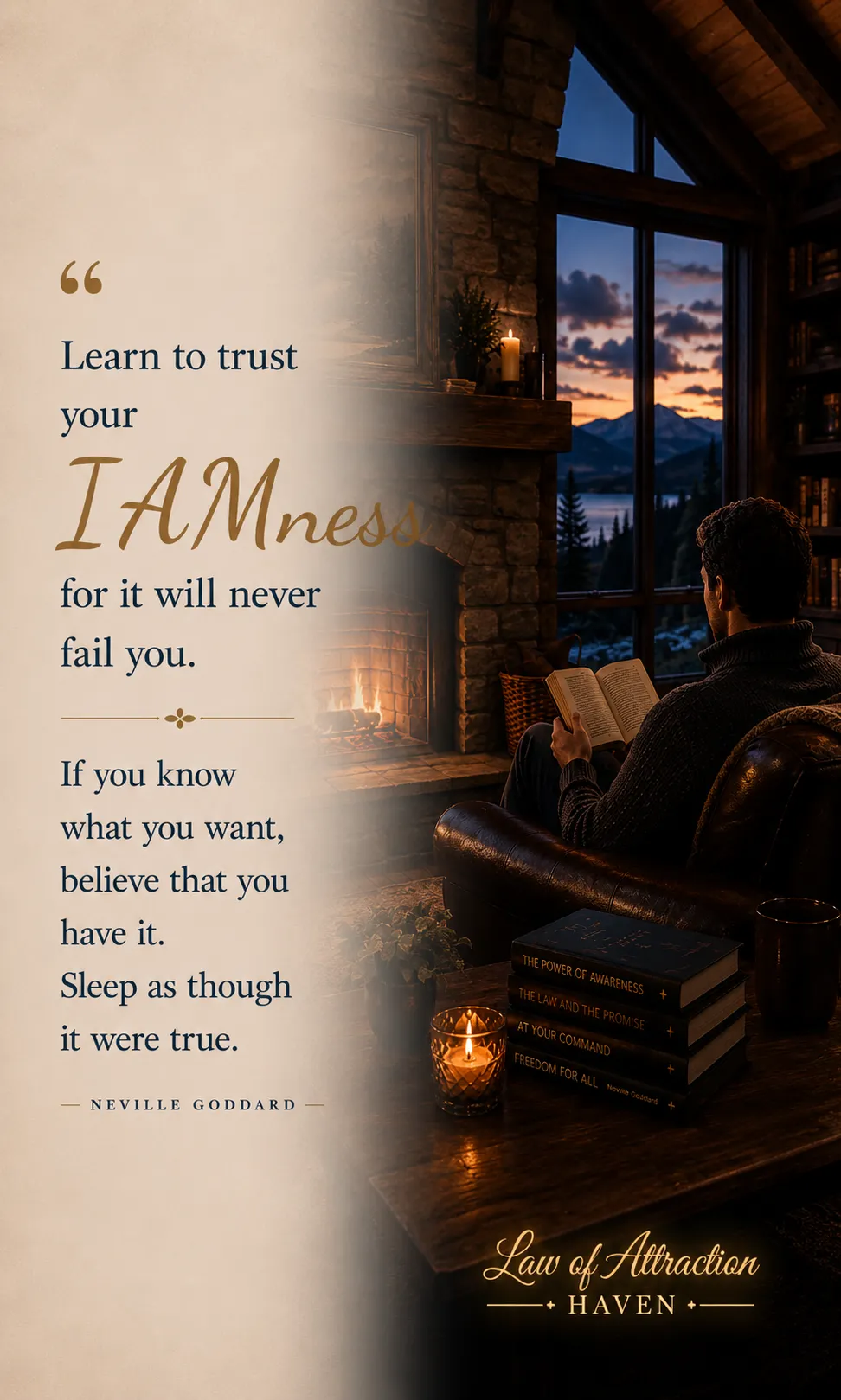 "Learn to trust your IAMness for it will never fail you. If you know what you want, believe that you have it. Sleep as though it were true."