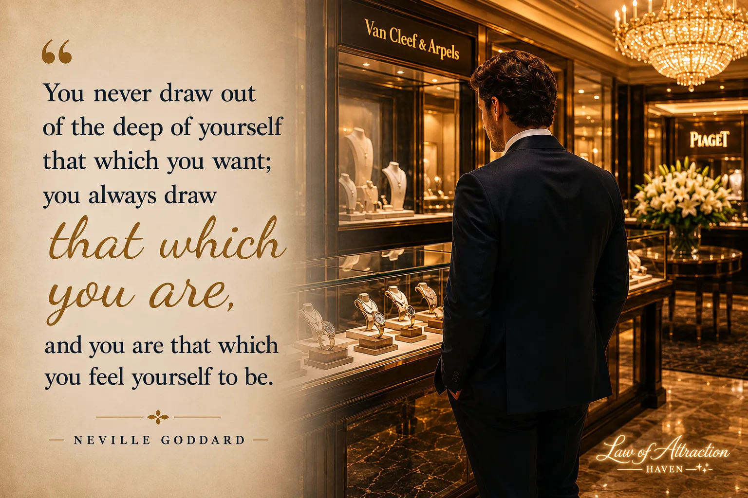 "You never draw out of the deep of yourself that which you want; you always draw that which you are, and you are that which you feel yourself to be."