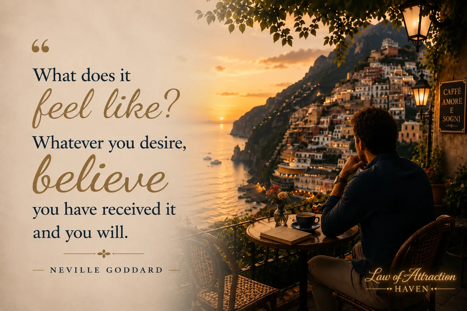  “What does it feel like? Whatever you desire, believe you have received it and you will.”